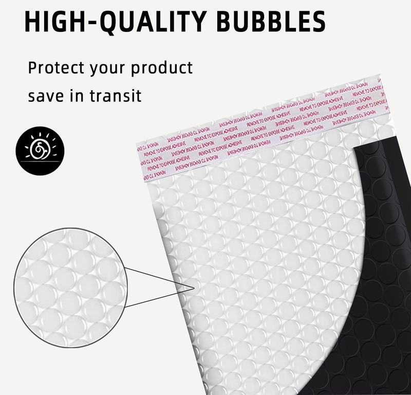 #000 4x8 (4x7) Poly Bubble Padded Envelopes Mailers Shipping Bags BLACK 100 PCS gallery