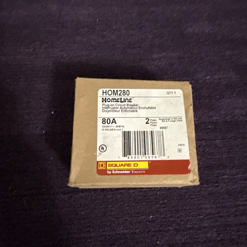 Square D HOM280 Breaker , 80Amp 120/240V 2-Pole Circuit Breaker NEW
