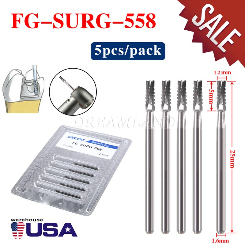 Dental Surgical Bur Carbide FGOS 558 25mm Length Flat End Cylinder Crosscut