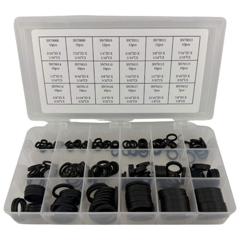 Square O-Ring Kit – 180 Piece, 18 Sizes, Buna-N (Nitrile) 70 Duro Assortment