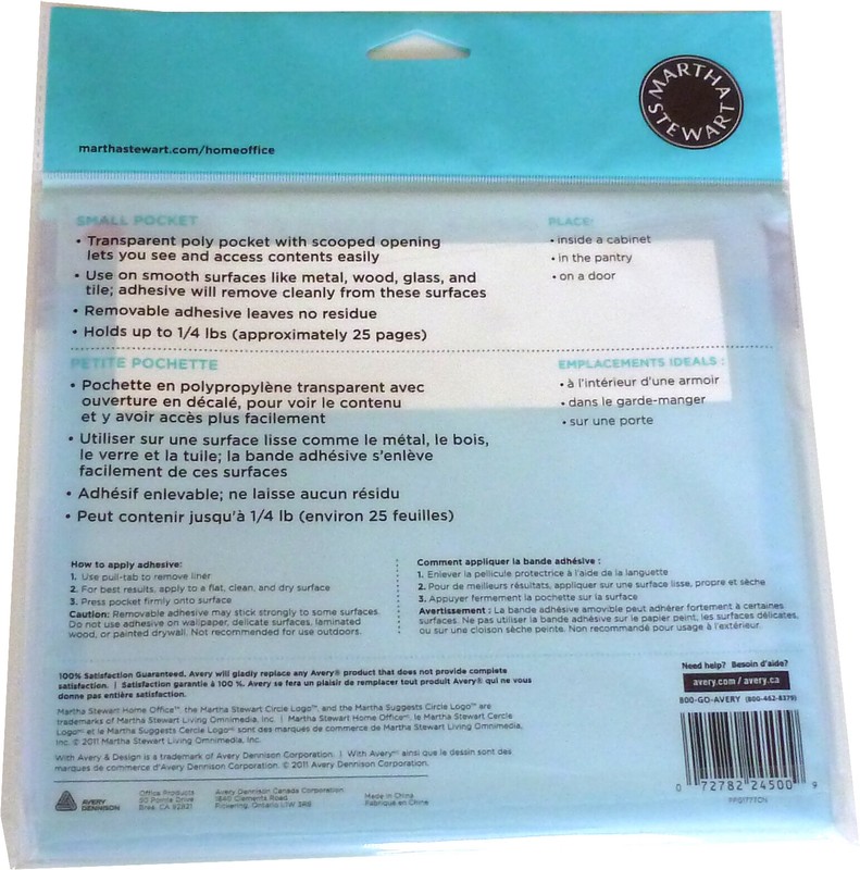 Martha Stewart Home Office Wall Pocket Blue Transparent Poly Plastic Avery gallery