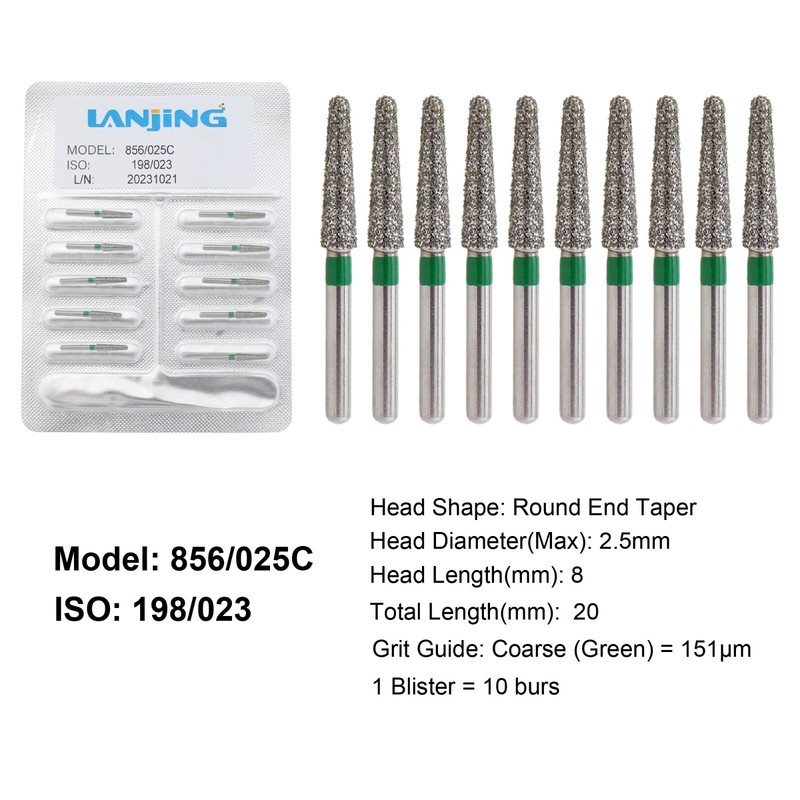 Dental Diamond Burs Round End Taper Bur 856/025C Coarse Grit FG High Speed