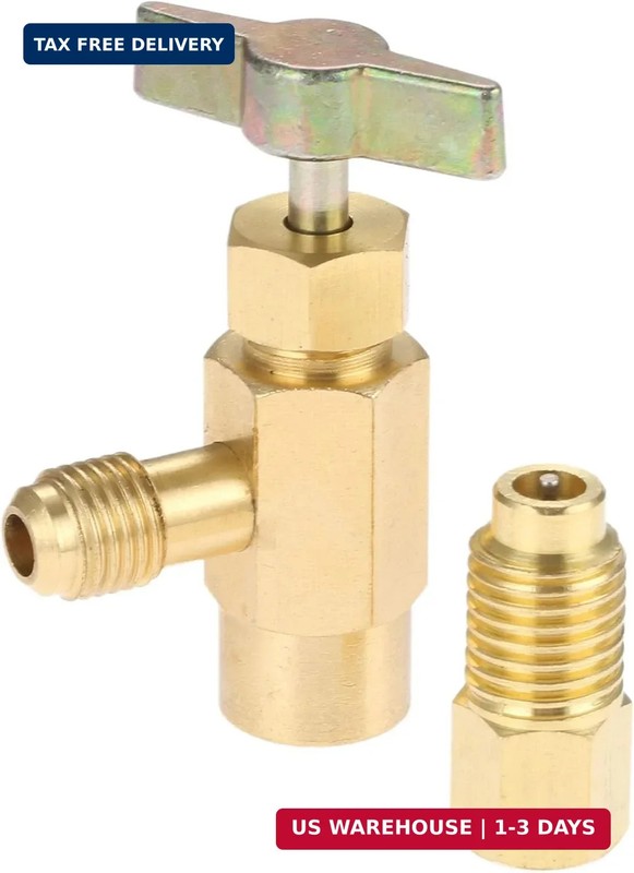 R1234YF Self-Sealing Can Tap with R134A Tank Adapter, 1/2» to 1/4» SAE Refrige