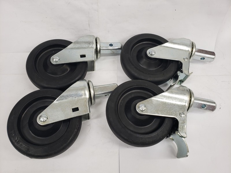 Qty/4 Unbranded 5×1-1/2 Square Stem Swivel Caster 7/8×7/8 Stem 2 w/ Brakes