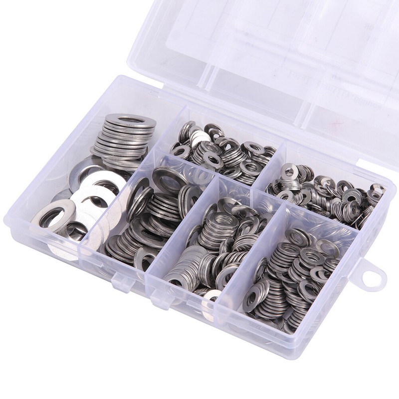 660pcs 304 SS Flat Washers Assortment Set 6 Sizes M3 M4 M5 M6 M8 M10 gallery