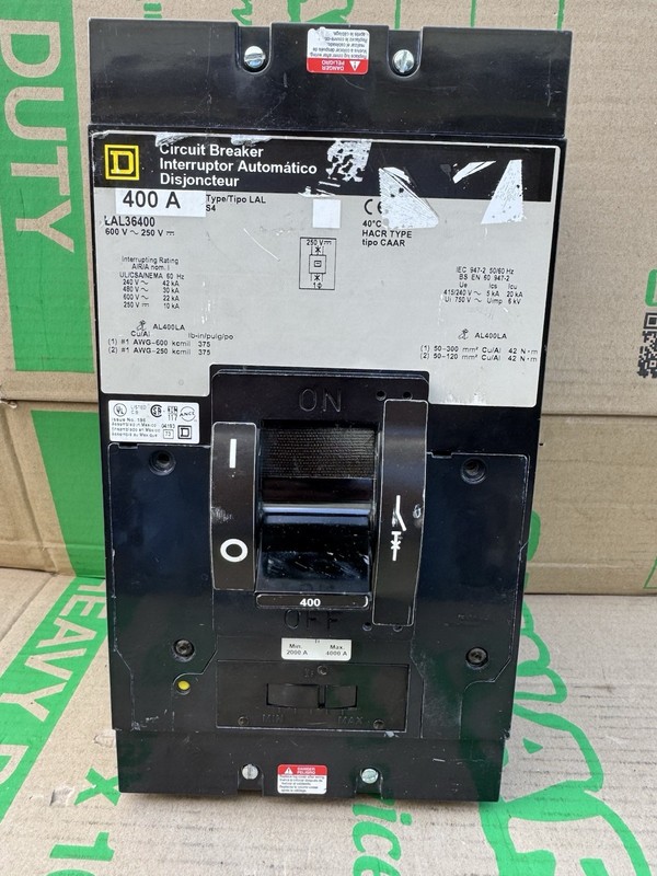 SQUARE D 3 POLE 400 AMP LAL36400 THERMAL-MAGNETIC CIRCUIT BREAKER 400A 3P