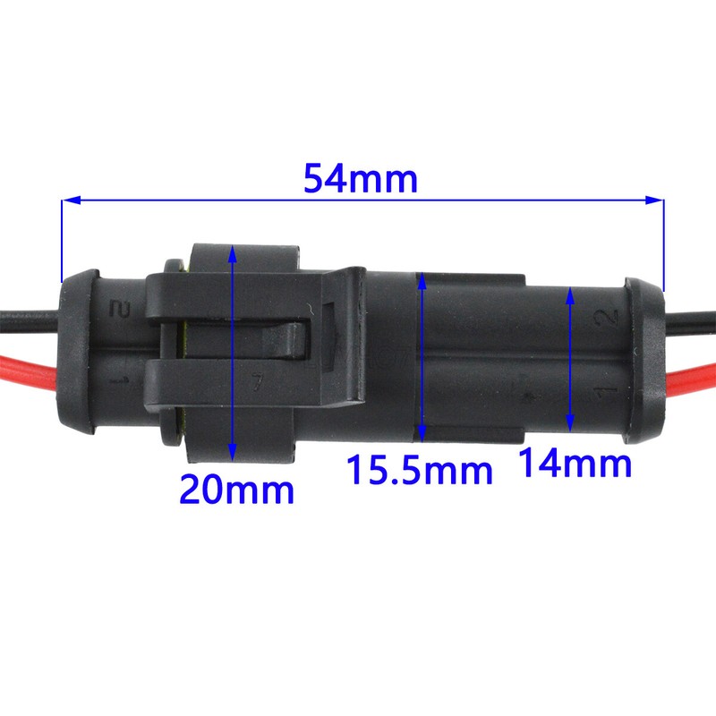 20PCS 2Pin Way Car Waterproof Male Female Electrical Connector Plug Wire Kit Set gallery