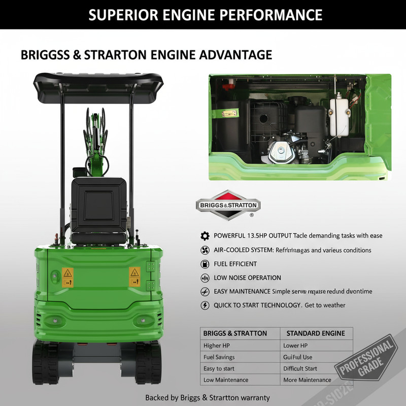 FREE SHIPPING 1.2 Ton Mini Excavator 13.5HP Gasoline Powered Compact Digger EPA gallery