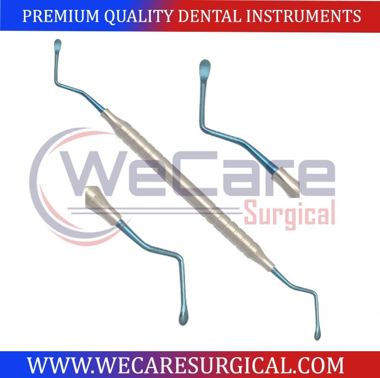 Lucas Curette 3mm Surgical Non Serrated Curettes Titanium Blue Dental Instrument