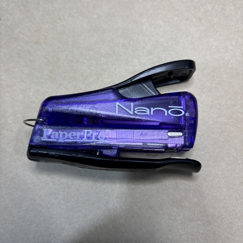 Nano Paper Pro Stapler Purple Translucent Compact Desktop Office Stapler-Tested