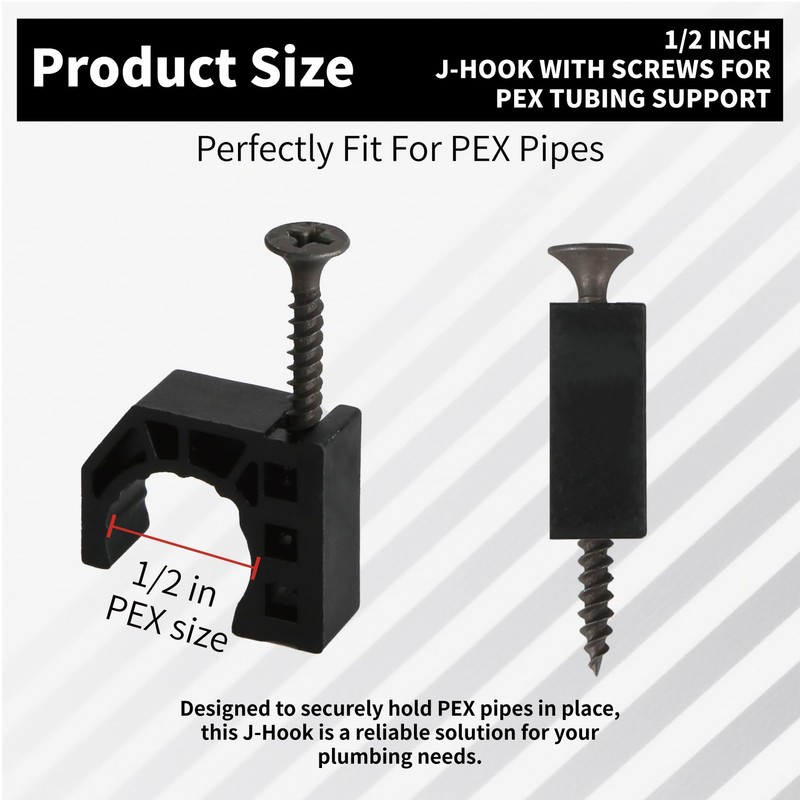 50 Pack 1/2" Half Clamps JHook with Screws, PEX Clips JClamp for Tubing Pipe ... gallery