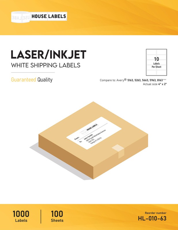 25 Sheets 250 Labels 4 x 2 Fast Peel White Address Shipping Labels 10 UP gallery