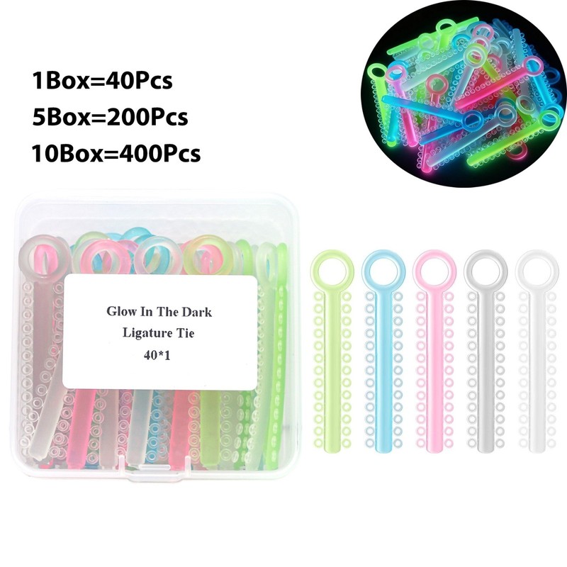 Dental Ortho Ligature Ties Glow in Dark Braces Elastic Rubber Bands Mixed Color