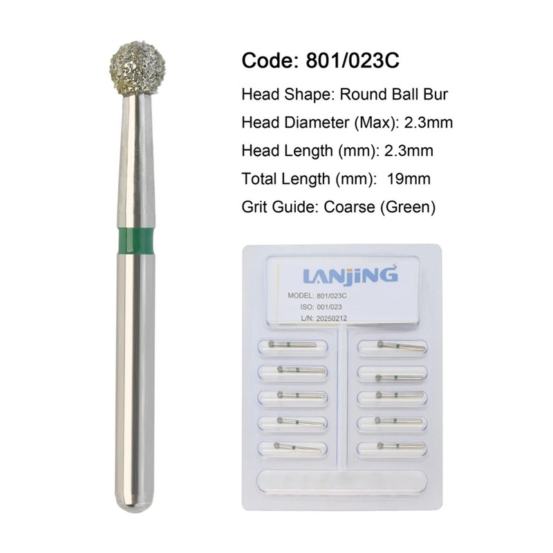 Dental Burs Diamond Round End Taper Surgical Long Ball Barrel FG for High Speed gallery