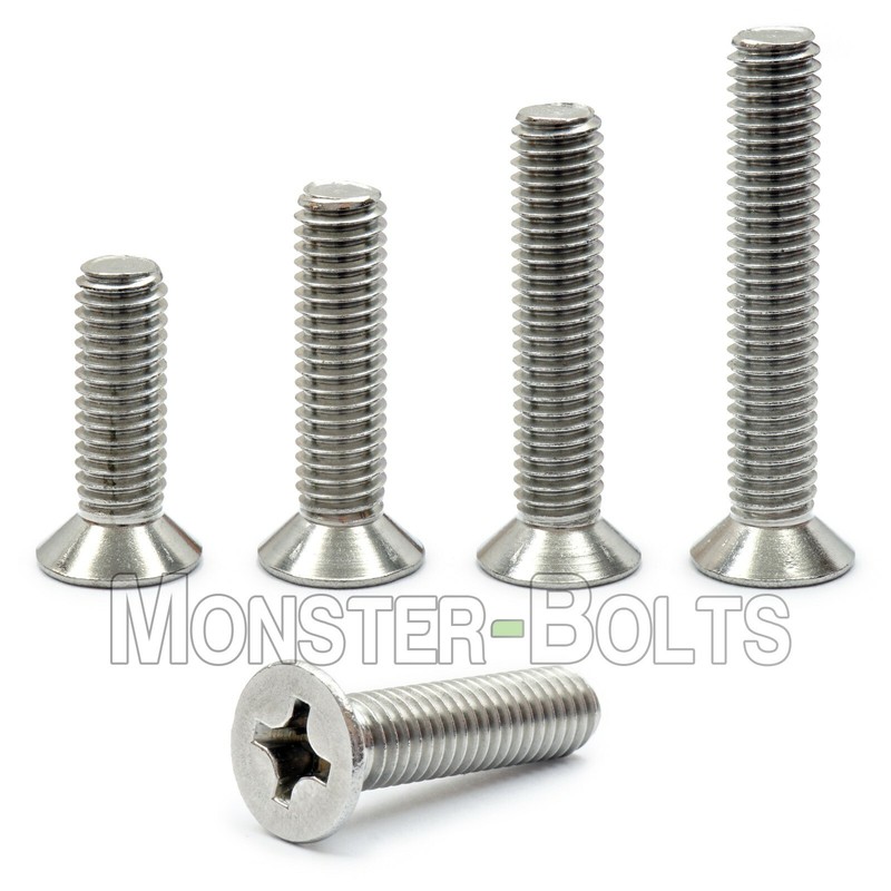 #10-24 Phillips Flat Head Machine Screws 82° Countersunk A2 18-8 Stainless Steel