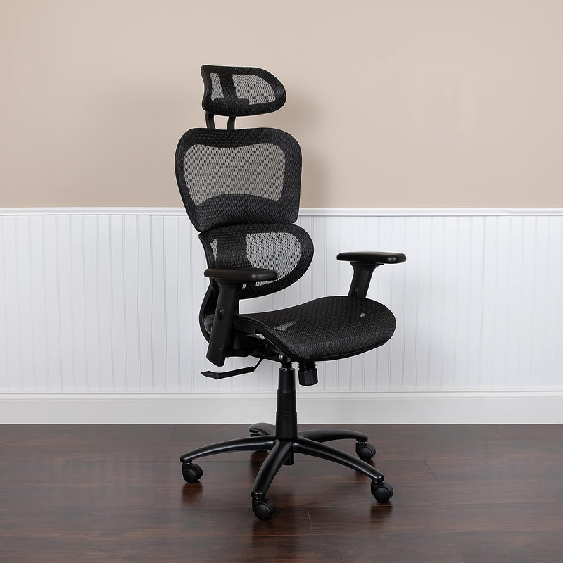 Ergonomic Mesh Office Chair with Adjustable Headrest & Lumbar Support - Black gallery