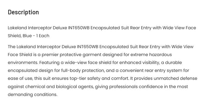 Lakeland Interceptor Fully Encapsulated Front Entry Level A Vapor Protective New gallery