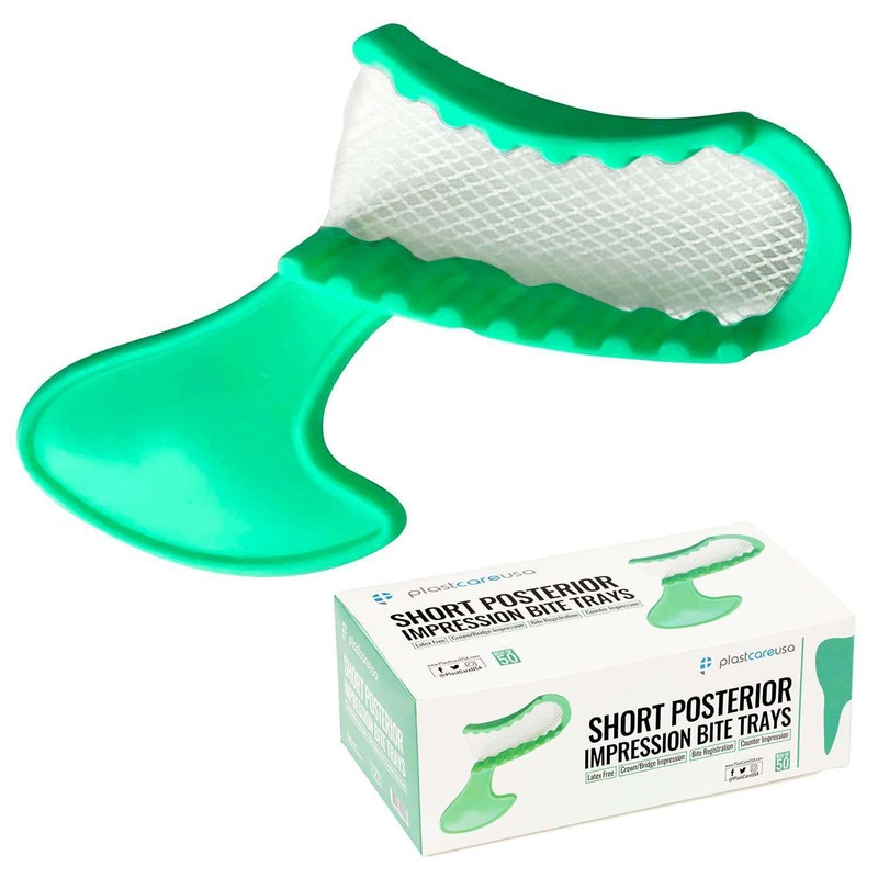 plastcareusa Bite Registration Trays, Short Posterior, Green, 50/Box