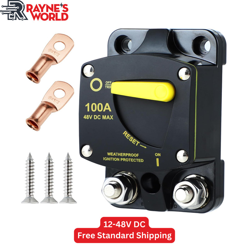 100 Amp 12-48V DC Circuit Breaker Heavy Duty Cars/Amps/Boats/Solar/Inverter/RV
