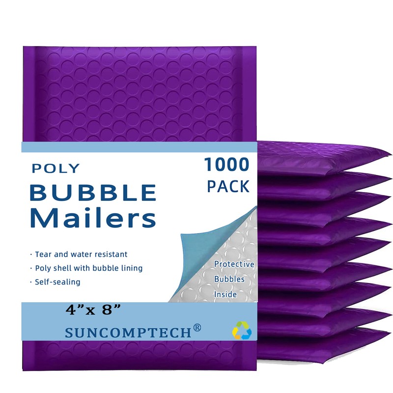#000 4×8 (4×7) Poly Bubble Padded Envelopes Mailers Shipping Bag Purple 1000 PCS