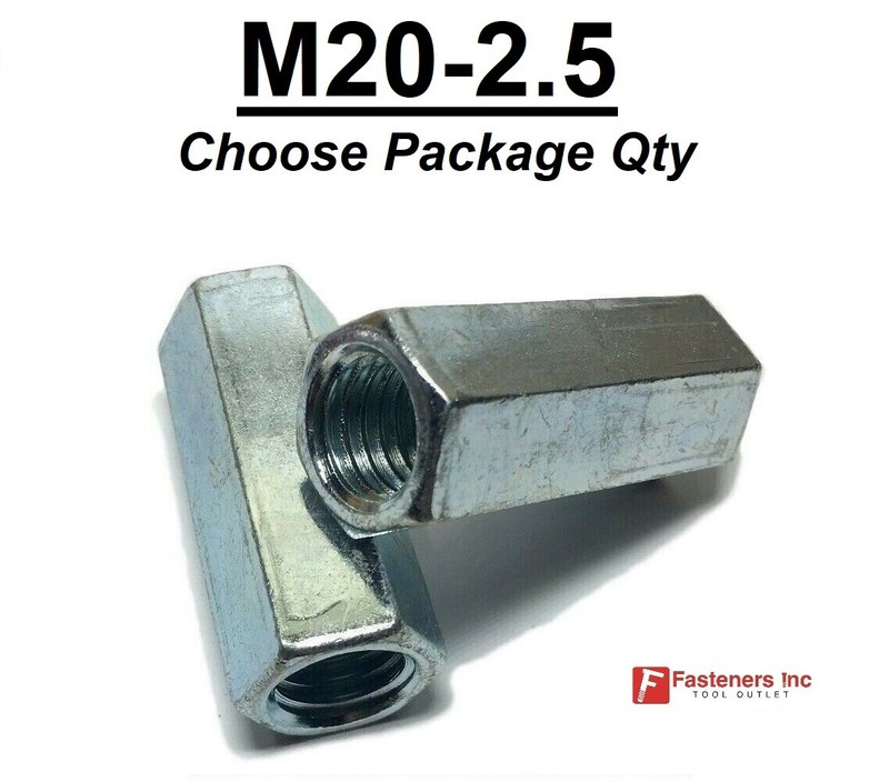 M20-2.5 Coarse Metric Class 6 Hex Threaded Rod Coupling Nut Zinc Plated DIN 6334
