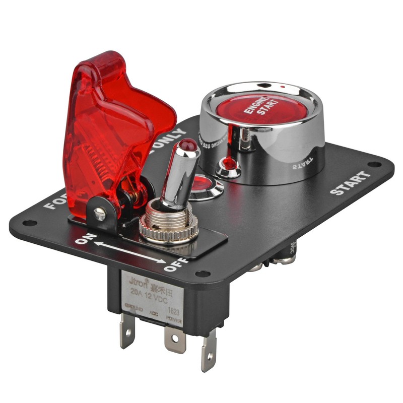Racing Car Ignition Switch Panel 12V 2in1 Engine Start Push Button Red gallery