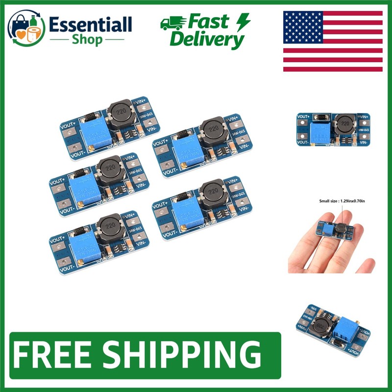 5PCS MT3608 DC-DC Step Up Boost Converter Module – Adjustable Voltage Regulator