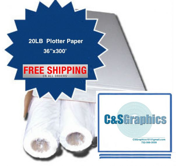 4 ROLLS 36'' X 300' 20lb Bond Plotter Paper gallery