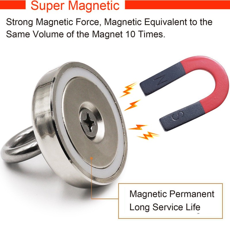 Neodymium Fishing Magnets 2 Pack, 128LBS Pulling Force Strong Round Rare Earth gallery