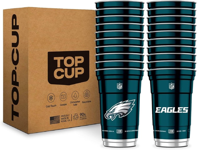 NFL Philadelphia Eagles 20 oz Reusable Aluminum Cups 20 Count | Officially Licen