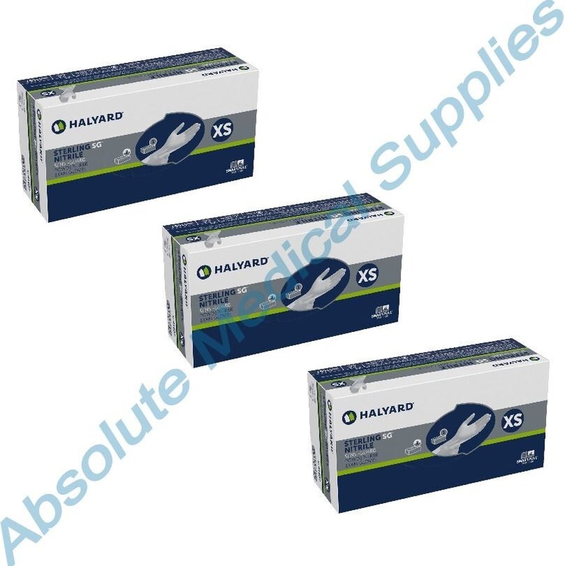 *750-Gloves* Halyard Sterling SG Sensi-Guard PF Nitrile Medical X-Small 41657