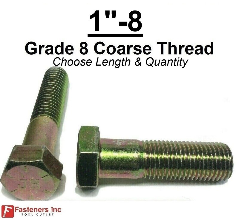 1"-8 Hex Bolt Yellow Zinc Plated Grade 8 Cap Screw Coarse Thread (All Sizes&Qtys gallery