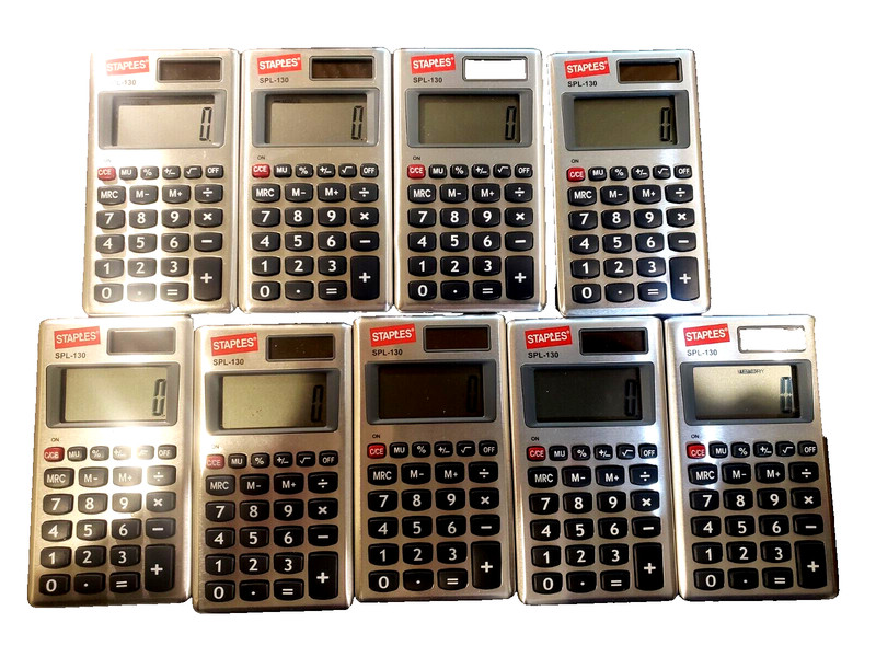 Lot Of 9 Calculators Staples SPL-130 Office Depot Alternate Part No: STAPLES 679