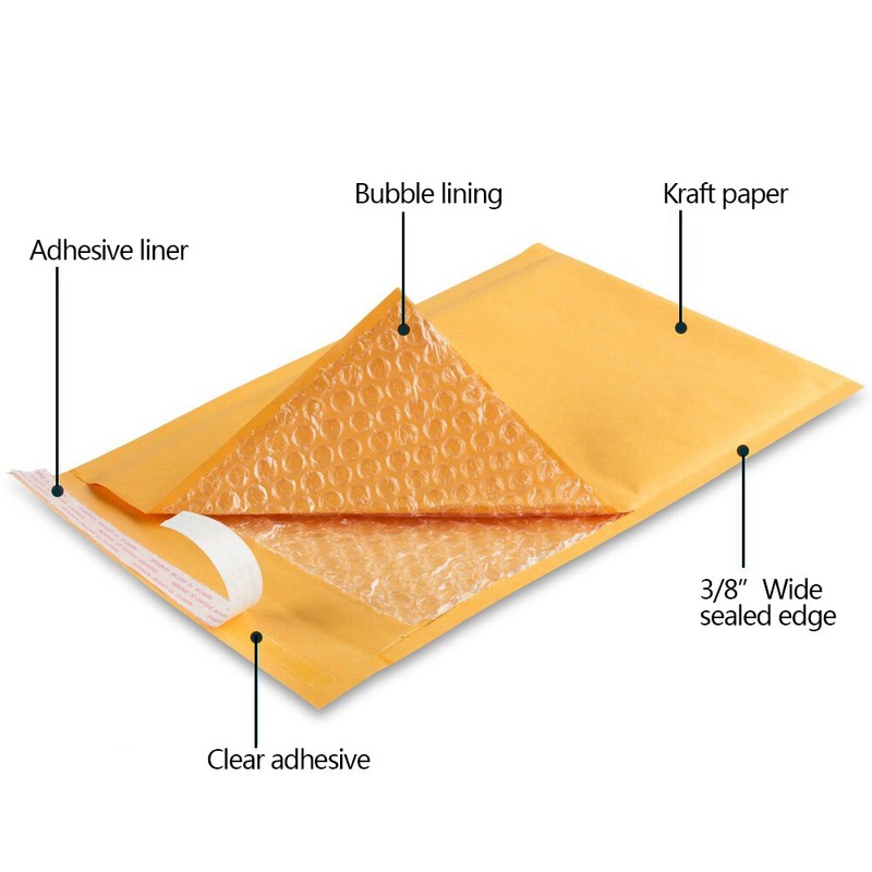 25/50/100/200/500 Kraft Bubble Mailers Padded Envelope Shipping Bags All Size US gallery