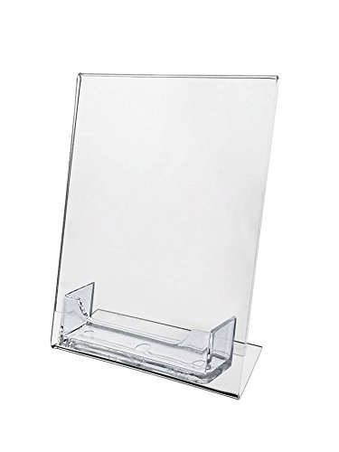 2 Sign Holder Slant Back Display 5″x7″ w Business Card Holder Clear Acrylic AZM