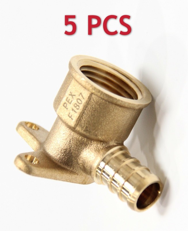 EFIELD 5 PCS 1/2″ PEX x 1/2″ Female NPT Drop-Ear Elbow Crimp Brass Fitting