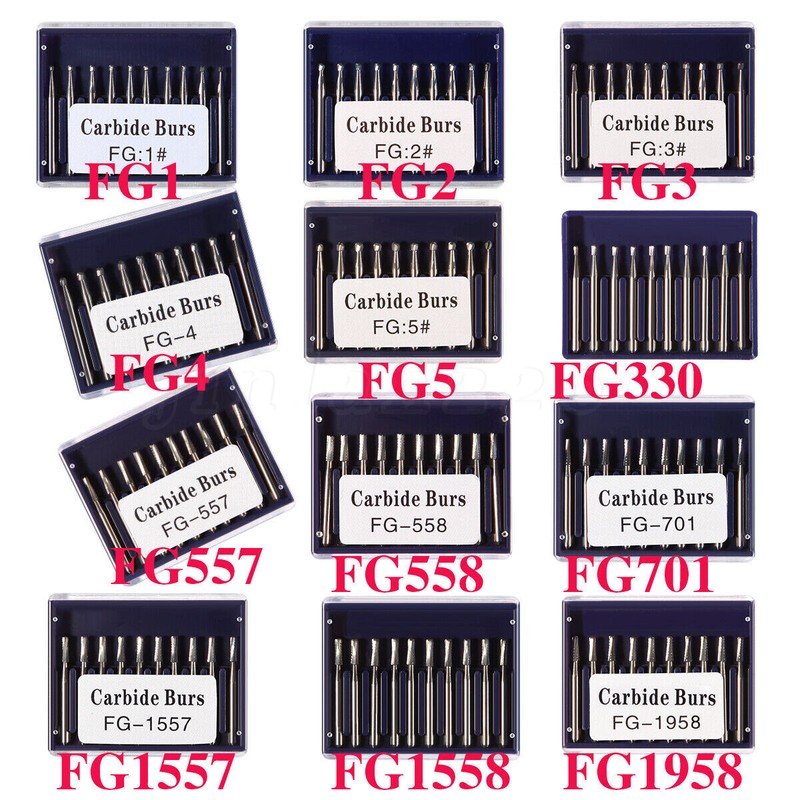 10-100 PCS Dental Carbide Tungsten Steel Burs FG For High Speed Handpiece gallery
