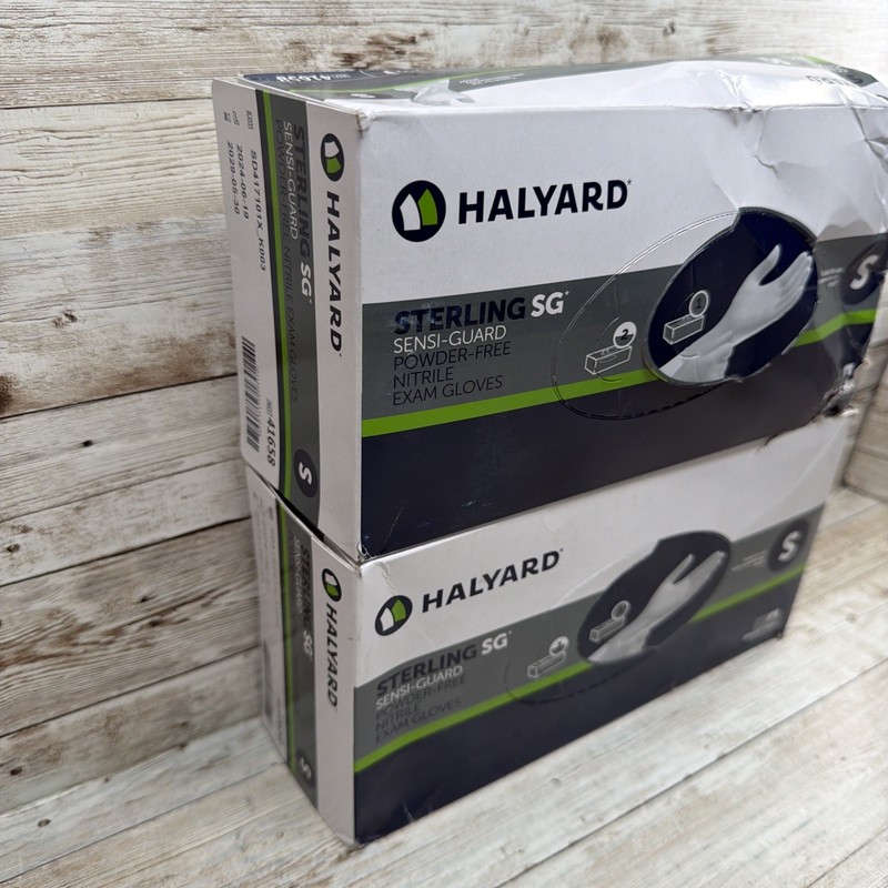 Halyard Sterling SG Nitrile Exam Gloves *2 DENTED Boxes* Size: SMALL Exp: 05/29 gallery