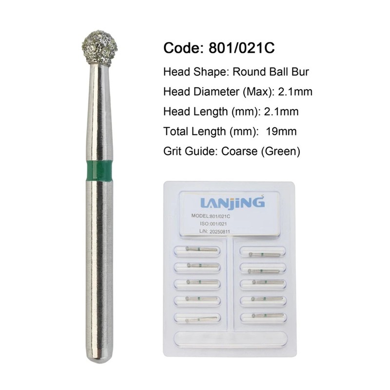 Dental Burs Diamond Round End Taper Surgical Long Ball Barrel FG for High Speed gallery