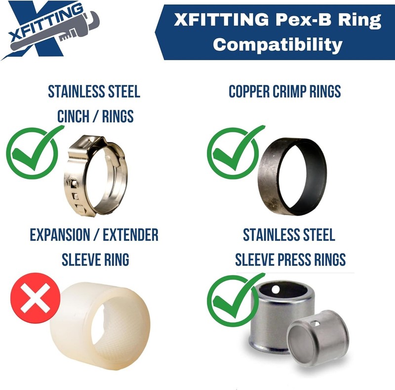 100 Pcs. 1/2" Pex Copper Ring, 1/2 Inch Pex Ring, Pex B Crimp Ring Lead Free gallery