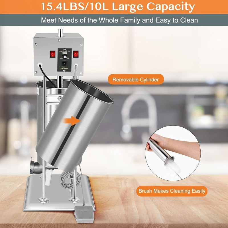 Vertical Electric Adjustable Speed Sausage Filler Stuffer, 15.4LBS/10L Capacity gallery
