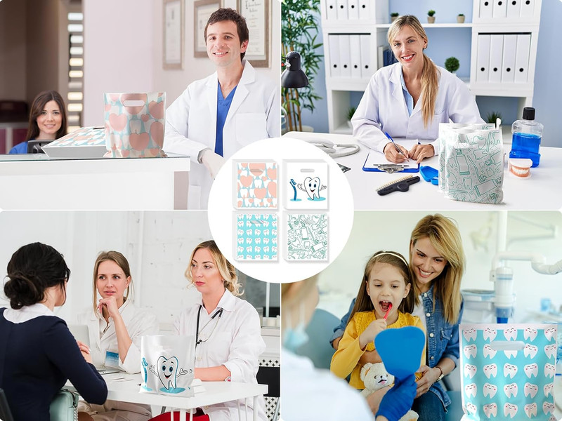 100 Pcs Dental Bags, 9 X 8 Inches Tooth Patient Care Goodie Bags, for Dental ... gallery