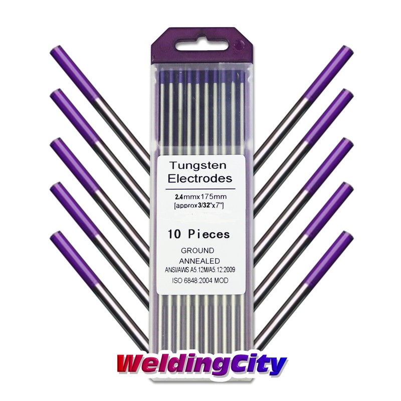 WeldingCity 10-pk TIG Welding Tungsten Tri-Element Non-Radioactive Purple 3/32×7