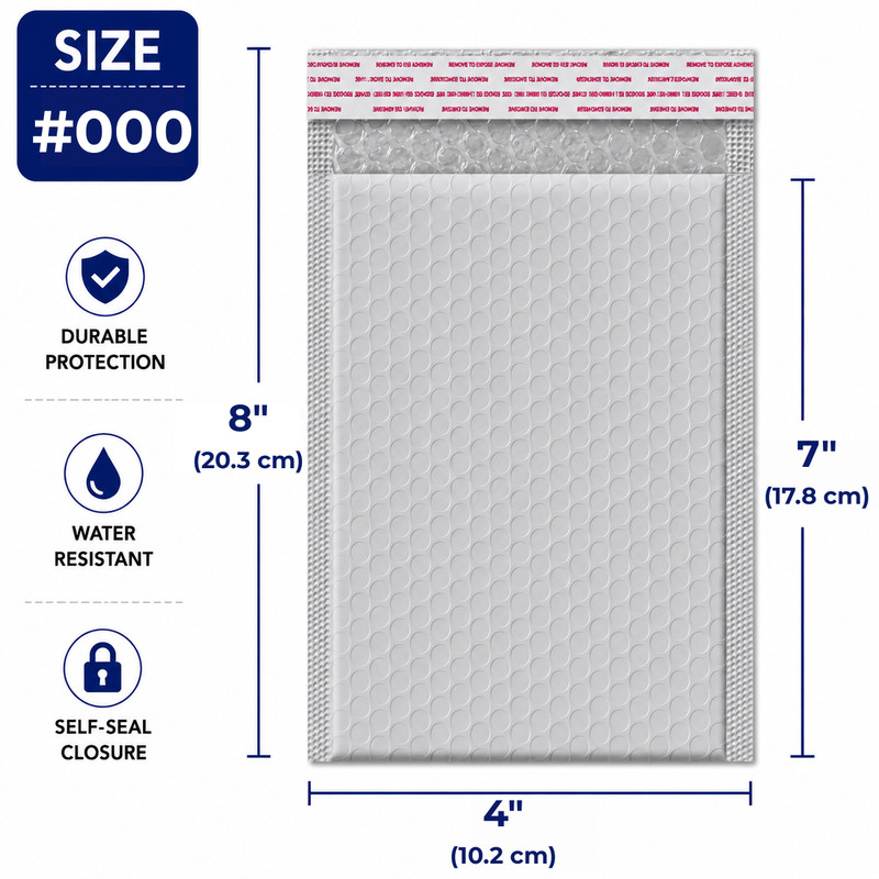 100 Lightweight Poly Gray Bubble Mailers Self Adhesive Shipping Packaging Bags