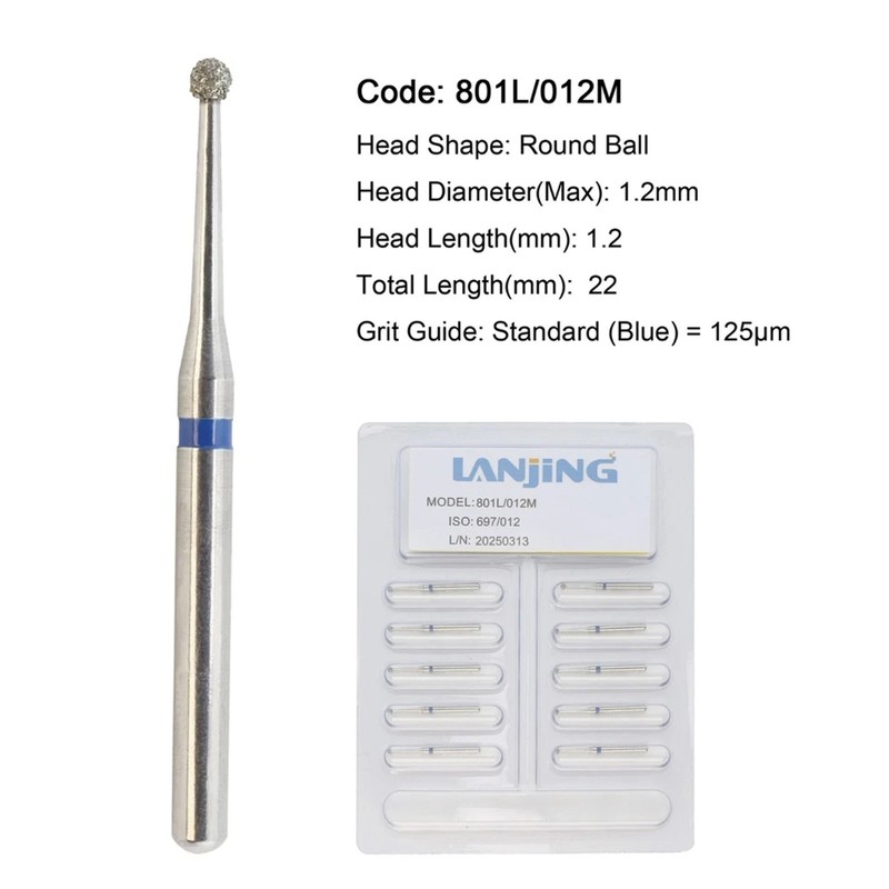 Dental Burs Diamond Round End Taper Surgical Long Ball Barrel FG for High Speed gallery