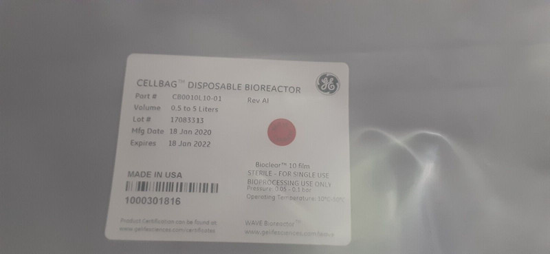 GE 0.5-5 Liters CellBag Disposable Bioreactor (1) CB0010L10-01 REV AI