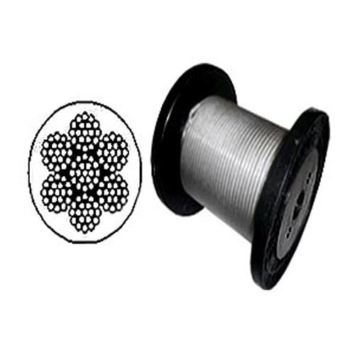 7 x 19 Clear PVC Galvanized Aircraft Cable Wire Rope 3/16″ to 1/4″ – 100 ft