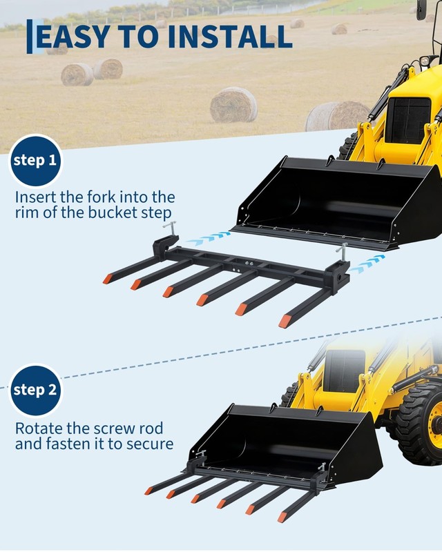 Clamp on Debris Forks 60" Bucket 4400 LBS Capacity Pallet Fork Bucket Attachment gallery