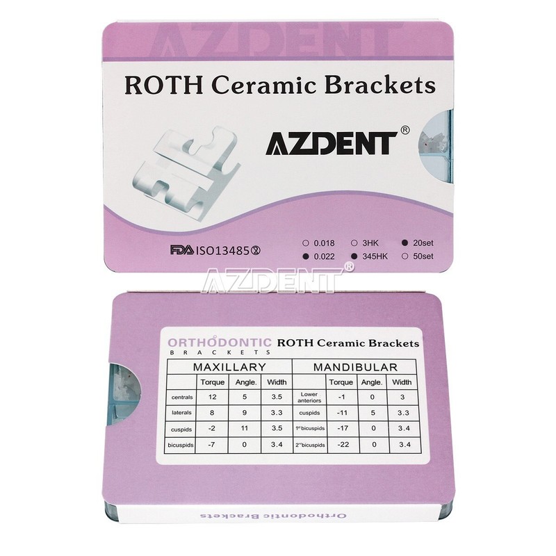 AZDENT Dental Orthodontic Ceramic Brackets Braces Roth MBT .022 Hooks 3 4 5 gallery