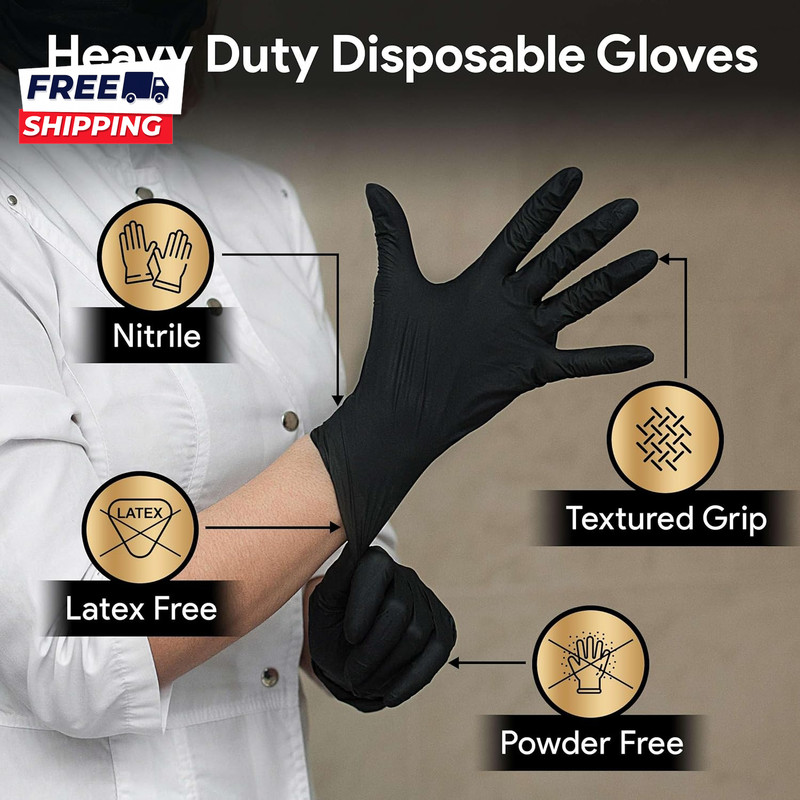 6 Mil Black Nitrile Gloves Heavy Duty Mechanic and Food Grade Glove gallery